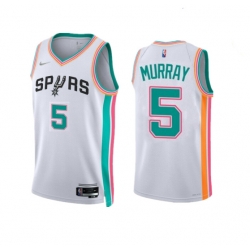 Men San Antonio Spurs 5 Dejounte Murray 2021 22 White City Edition Stitched Jersey