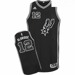 Mens Adidas San Antonio Spurs 12 LaMarcus Aldridge Authentic Black New Road NBA Jersey