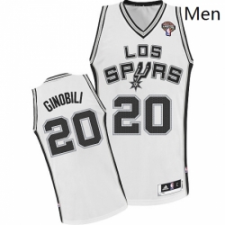 Mens Adidas San Antonio Spurs 20 Manu Ginobili Authentic White ABA Hardwood Classic NBA Jersey