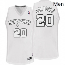 Mens Adidas San Antonio Spurs 20 Manu Ginobili Authentic White Winter On Court NBA Jersey