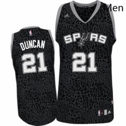 Mens Adidas San Antonio Spurs 21 Tim Duncan Authentic Black Crazy Light NBA Jersey