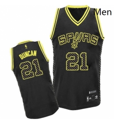 Mens Adidas San Antonio Spurs 21 Tim Duncan Authentic Black Electricity Fashion NBA Jersey