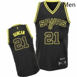 Mens Adidas San Antonio Spurs 21 Tim Duncan Authentic Black Electricity Fashion NBA Jersey