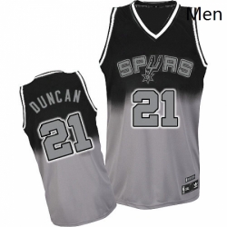 Mens Adidas San Antonio Spurs 21 Tim Duncan Authentic BlackGrey Fadeaway Fashion NBA Jersey