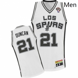 Mens Adidas San Antonio Spurs 21 Tim Duncan Authentic White ABA Hardwood Classic NBA Jersey