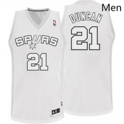 Mens Adidas San Antonio Spurs 21 Tim Duncan Authentic White Winter On Court NBA Jersey