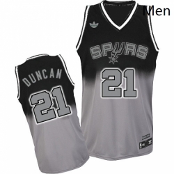 Mens Adidas San Antonio Spurs 21 Tim Duncan Swingman BlackGrey Fadeaway Fashion NBA Jersey