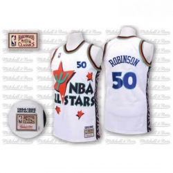 Mens Adidas San Antonio Spurs 50 David Robinson Swingman White 1995 All Star Throwback NBA Jersey