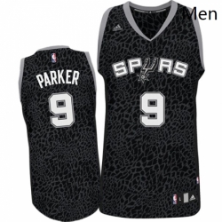 Mens Adidas San Antonio Spurs 9 Tony Parker Authentic Black Crazy Light NBA Jersey