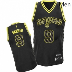 Mens Adidas San Antonio Spurs 9 Tony Parker Authentic Black Electricity Fashion NBA Jersey