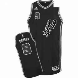 Mens Adidas San Antonio Spurs 9 Tony Parker Authentic Black New Road NBA Jersey