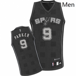 Mens Adidas San Antonio Spurs 9 Tony Parker Authentic Black Rhythm Fashion NBA Jersey