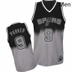 Mens Adidas San Antonio Spurs 9 Tony Parker Authentic BlackGrey Fadeaway Fashion NBA Jersey