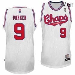 Mens Adidas San Antonio Spurs 9 Tony Parker Authentic White ABA Hardwood Classic NBA Jersey
