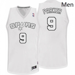 Mens Adidas San Antonio Spurs 9 Tony Parker Authentic White Winter On Court NBA Jersey