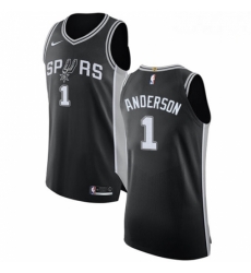 Mens Nike San Antonio Spurs 1 Kyle Anderson Authentic Black Road NBA Jersey Icon Edition