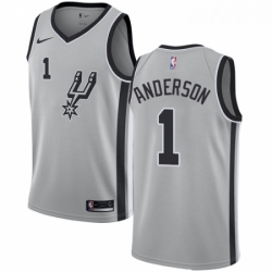 Mens Nike San Antonio Spurs 1 Kyle Anderson Authentic Silver Alternate NBA Jersey Statement Edition