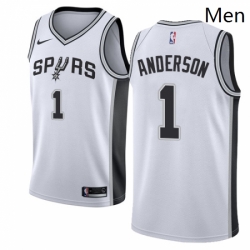 Mens Nike San Antonio Spurs 1 Kyle Anderson Authentic White Home NBA Jersey Association Edition