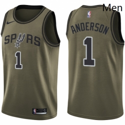 Mens Nike San Antonio Spurs 1 Kyle Anderson Swingman Green Salute to Service NBA Jersey