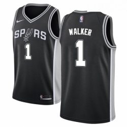 Mens Nike San Antonio Spurs 1 Lonnie Walker Swingman Black NBA Jersey Icon Edition 