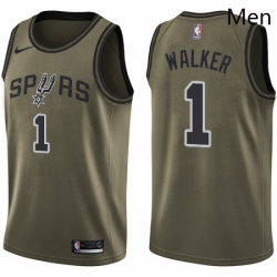 Mens Nike San Antonio Spurs 1 Lonnie Walker Swingman Green Salute to Service NBA Jersey 