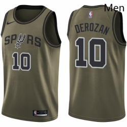 Mens Nike San Antonio Spurs 10 DeMar DeRozan Swingman Green Salute to Service NBA Jersey 