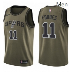 Mens Nike San Antonio Spurs 11 Bryn Forbes Swingman Green Salute to Service NBA Jersey 