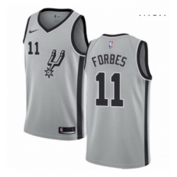 Mens Nike San Antonio Spurs 11 Bryn Forbes Swingman Silver NBA Jersey Statement Edition 