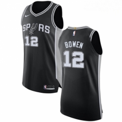 Mens Nike San Antonio Spurs 12 Bruce Bowen Authentic Black Road NBA Jersey Icon Edition