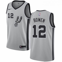 Mens Nike San Antonio Spurs 12 Bruce Bowen Authentic Silver Alternate NBA Jersey Statement Edition