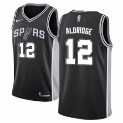 Mens Nike San Antonio Spurs 12 LaMarcus Aldridge Swingman Black Road NBA Jersey Icon Edition
