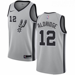 Mens Nike San Antonio Spurs 12 LaMarcus Aldridge Swingman Silver Alternate NBA Jersey Statement Edition