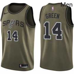 Mens Nike San Antonio Spurs 14 Danny Green Swingman Green Salute to Service NBA Jersey
