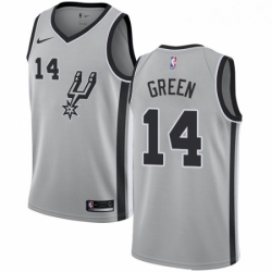 Mens Nike San Antonio Spurs 14 Danny Green Swingman Silver Alternate NBA Jersey Statement Edition