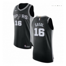 Mens Nike San Antonio Spurs 16 Pau Gasol Authentic Black Road NBA Jersey Icon Edition 