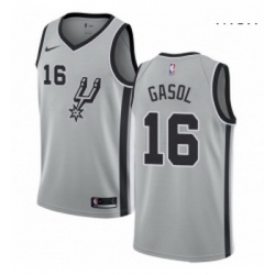 Mens Nike San Antonio Spurs 16 Pau Gasol Authentic Silver Alternate NBA Jersey Statement Edition 