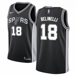 Mens Nike San Antonio Spurs 18 Marco Belinelli Swingman Black NBA Jersey Icon Edition 