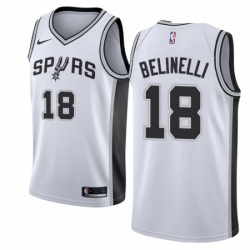 Mens Nike San Antonio Spurs 18 Marco Belinelli Swingman White NBA Jersey Association Edition 