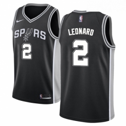 Mens Nike San Antonio Spurs 2 Kawhi Leonard Swingman Black Road NBA Jersey Icon Edition