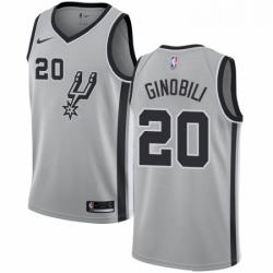 Mens Nike San Antonio Spurs 20 Manu Ginobili Authentic Silver Alternate NBA Jersey Statement Edition