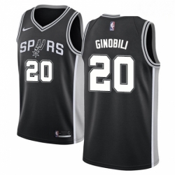 Mens Nike San Antonio Spurs 20 Manu Ginobili Swingman Black Road NBA Jersey Icon Edition
