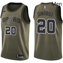 Mens Nike San Antonio Spurs 20 Manu Ginobili Swingman Green Salute to Service NBA Jersey