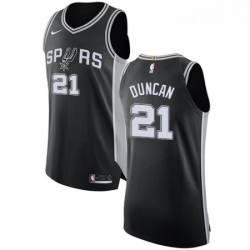 Mens Nike San Antonio Spurs 21 Tim Duncan Authentic Black Road NBA Jersey Icon Edition