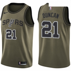 Mens Nike San Antonio Spurs 21 Tim Duncan Swingman Green Salute to Service NBA Jersey