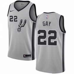 Mens Nike San Antonio Spurs 22 Rudy Gay Authentic Silver Alternate NBA Jersey Statement Edition 