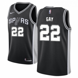 Mens Nike San Antonio Spurs 22 Rudy Gay Swingman Black Road NBA Jersey Icon Edition 