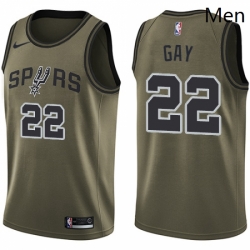 Mens Nike San Antonio Spurs 22 Rudy Gay Swingman Green Salute to Service NBA Jersey 
