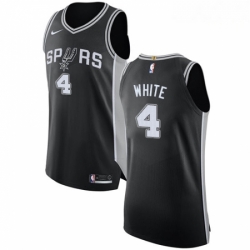 Mens Nike San Antonio Spurs 4 Derrick White Authentic Black Road NBA Jersey Icon Edition 