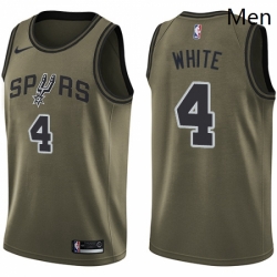 Mens Nike San Antonio Spurs 4 Derrick White Swingman Green Salute to Service NBA Jersey 