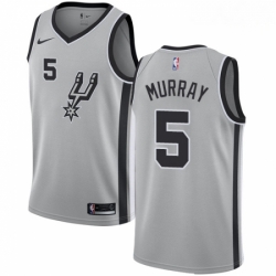 Mens Nike San Antonio Spurs 5 Dejounte Murray Authentic Silver Alternate NBA Jersey Statement Edition